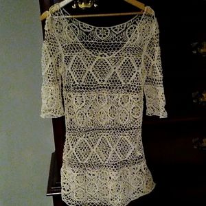 Cream colored crocheted top/cover up